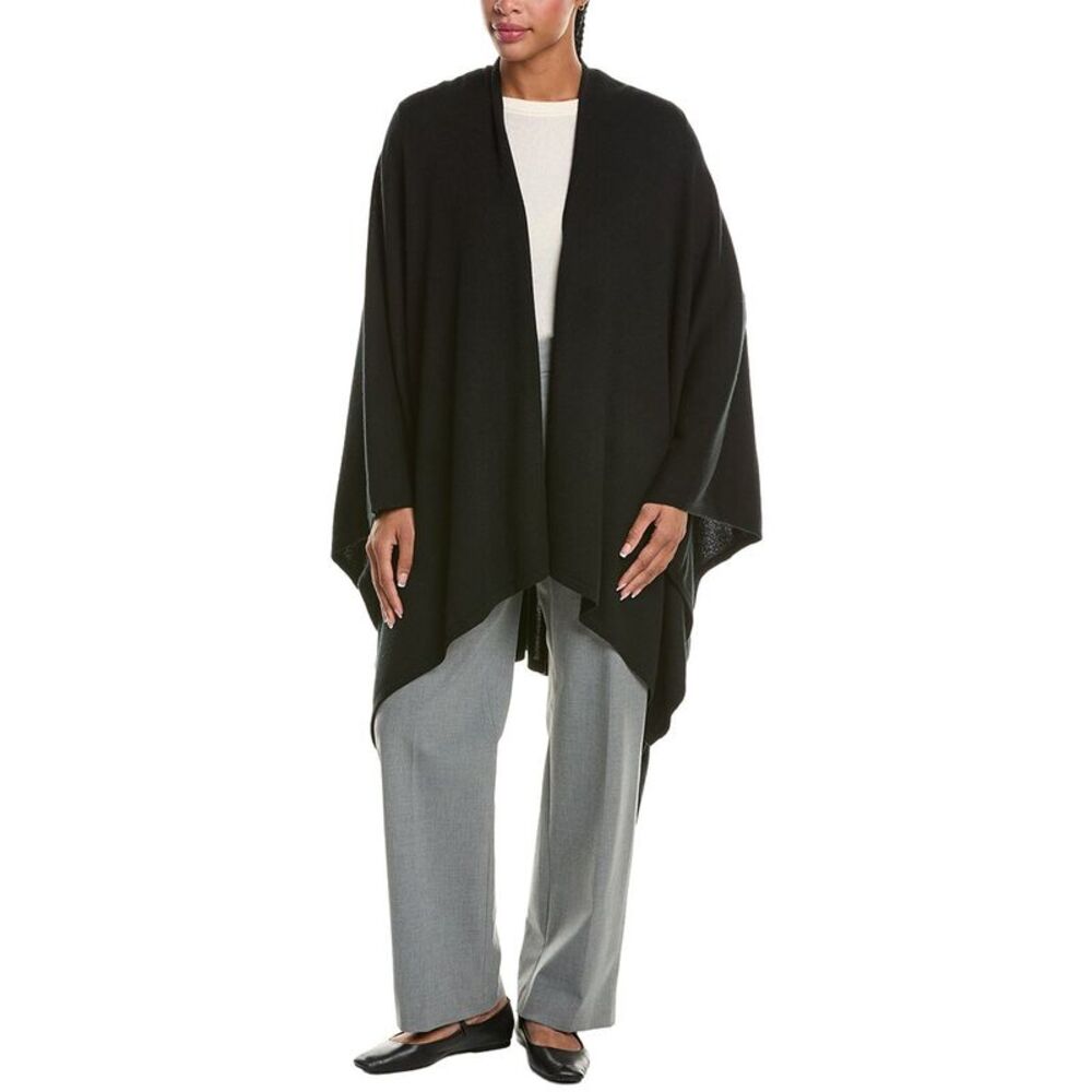 N.Peal Womens Lily Lightweight 100% Cashmere Cape, Black